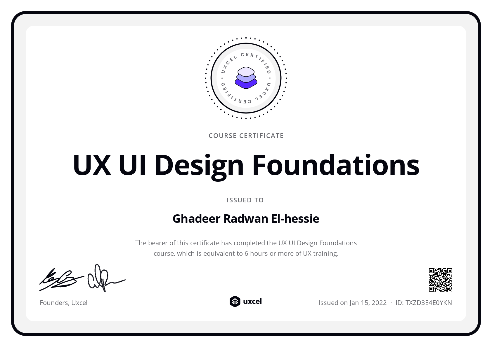 Ghadeer Radwan El-hessie's certificate